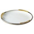 Gold Feather /Ceramic Round Tray (13.5")